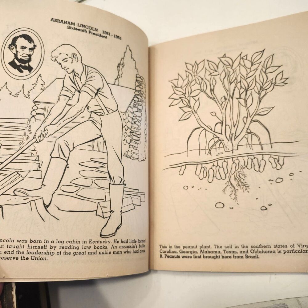 Presidents of the United States to Color Book 1969 Saalfield Mr. Peanut History - Picture 5 of 8